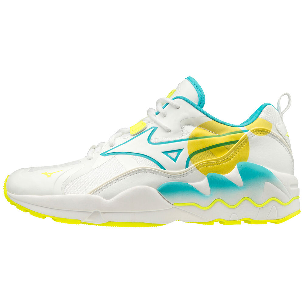 Mens Mizuno Wave Rider 1 Shape of Time Trainers White/Yellow Philippines (JDRQCG318)